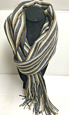 Women Cejon Scarf 92% Acrylic & 8% Metallic 80'' X 8 1/2'' NWT with Fringe 