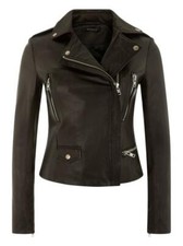 Muubaa Leather Biker Jacket Vila Fitted Cropped Leather Black 8uk