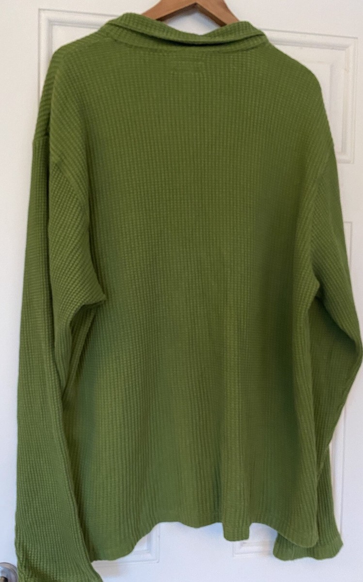 Stussy Big Thermal zip up shirt in waffle knit Green XL cotton