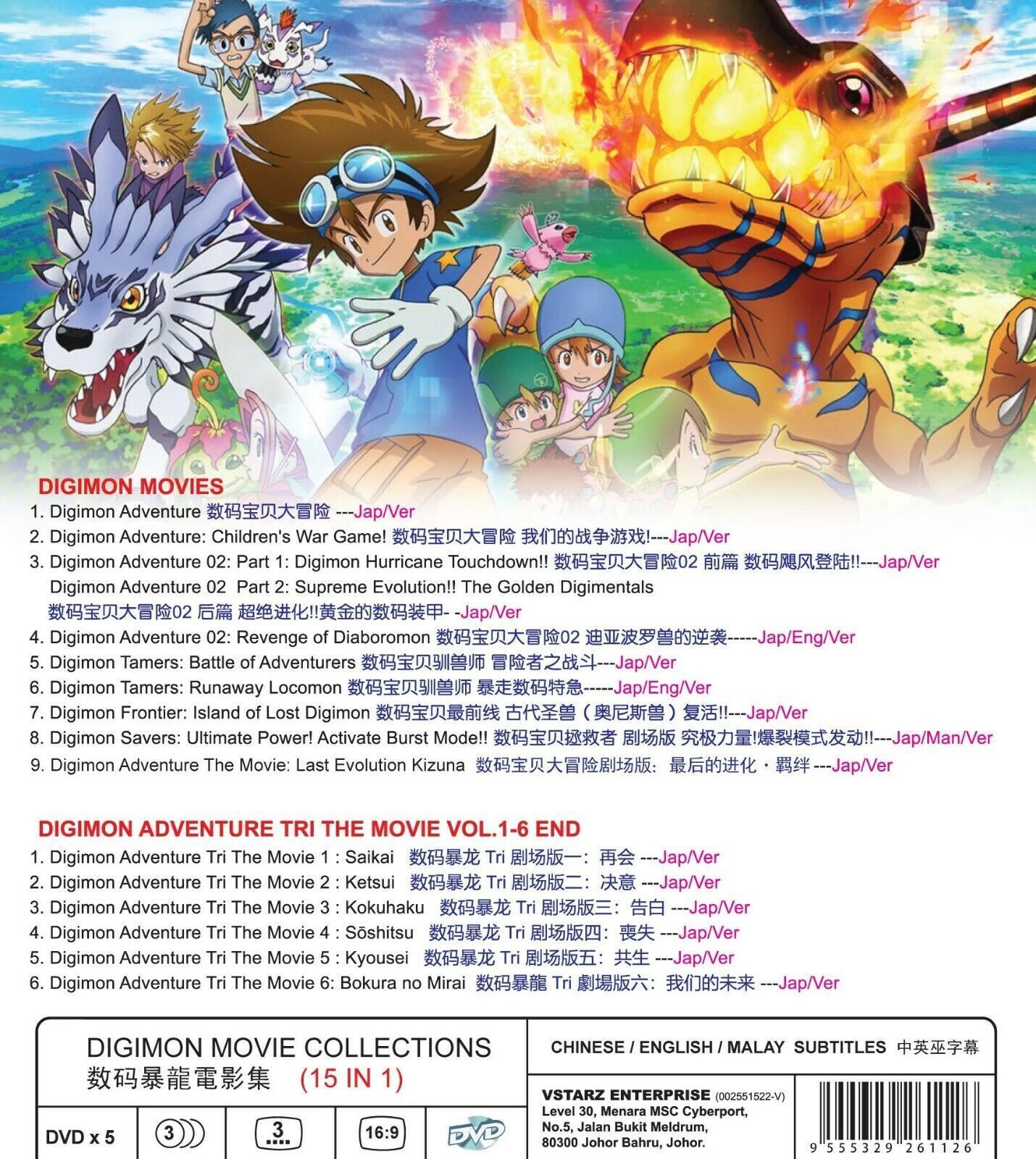 DVD Anime Digimon & Adventure Tri Complete Movie Collections 15 in 1 Region  All for sale online