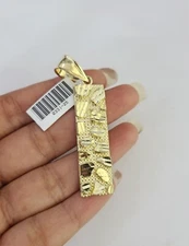 10k Nugget Bar Charm Pendant REAL 10Kt Yellow Gold Genuine.