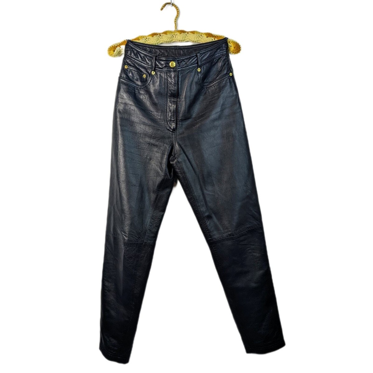 Vintage black leather pants 90s leather trouser Y2K high Vintage black leather pants 90s leather trouser Y2K high