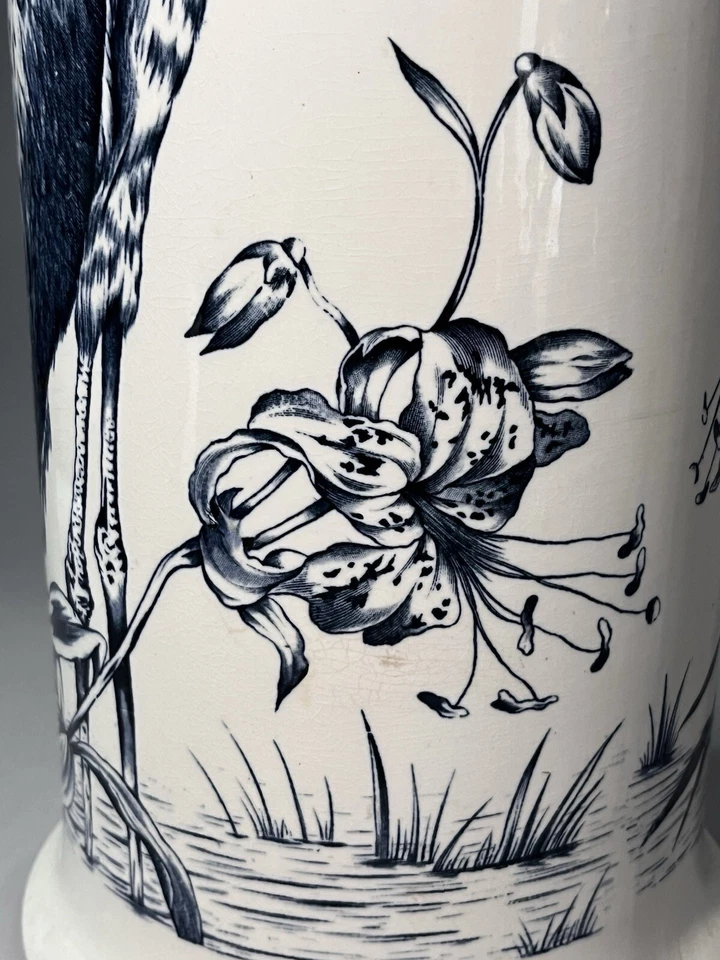 Maddocks Lamberton Works Royal Porcelain Umbrella Cane Stand Blue Stork Antique - Image 3 of 4