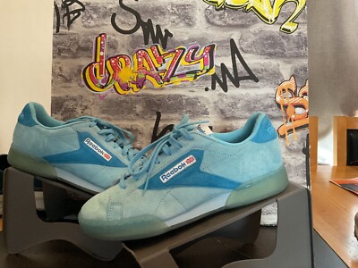 Herren Reebok Classic Npc UK2 Wildleder Turnschuhe UK8 Babyblau Selten!     