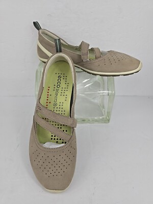 ECCO Biom Tan Mary Jane Sneakers Shoes Women's 39 US 8 Flats Walking Slip On GUC