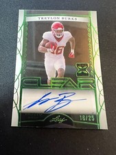 Treylon Burks 2022 Leaf Trinity Clear Emerald Green Foil Auto RC #16/25 Jersey #