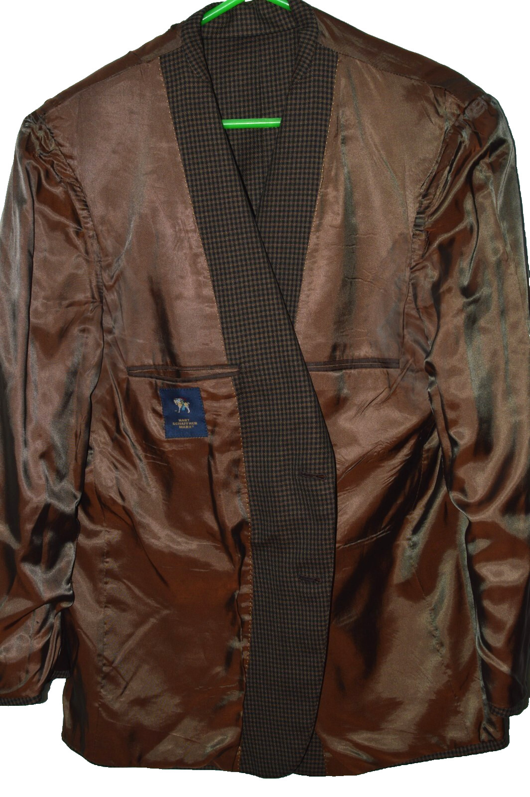 44R HART SCHAFFNER MARX Men's Brown Guncheck Imported Wool Sports Coat