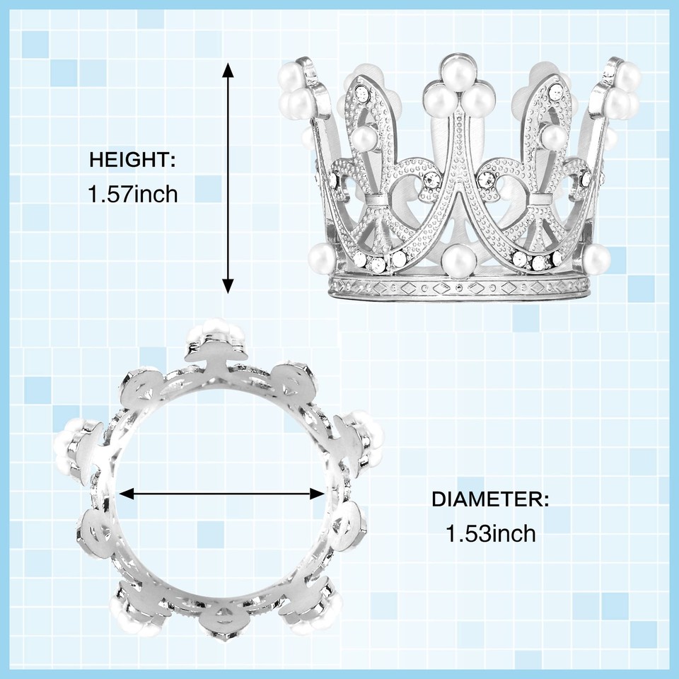 Silver Napkin Rings Set of 12 Pearl Crown Rhinestone Napkin Rings for