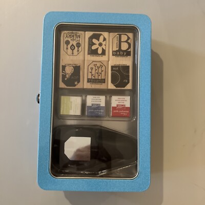 STAMPIN UP 105933 Terrific Tags Punch Box 6 Tag Stamps 3 Ink Spots