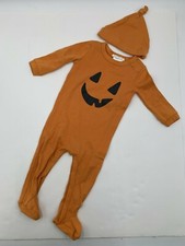 Pottery Barn Baby Kids Halloween Pumpkin Nursery Pajama Set 9-12 M Orange 2269T
