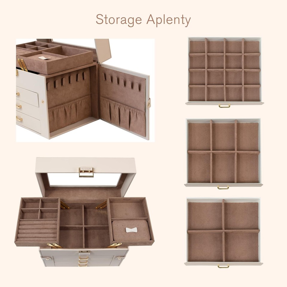 KAMIER Jewelry Organizer Box,5Layer Jewelry Box for Women with Glass