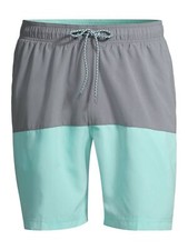 George Swim Trunks All Guy Colorblocked 8 in Aqua and Gray Shorts Mens 3XL NEW