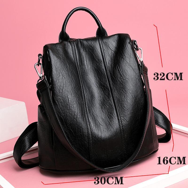 Women Anti-theft Leather Backpacks Ladies Backpacks(Black)