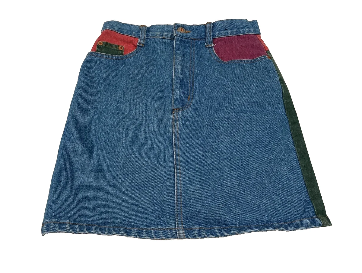 Multi colored sale jean skirt