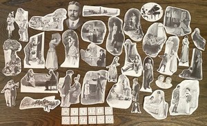 Antique Illustrations People Kids&Fancy Letters~Vtg Scrapbook Collage Art Crafts