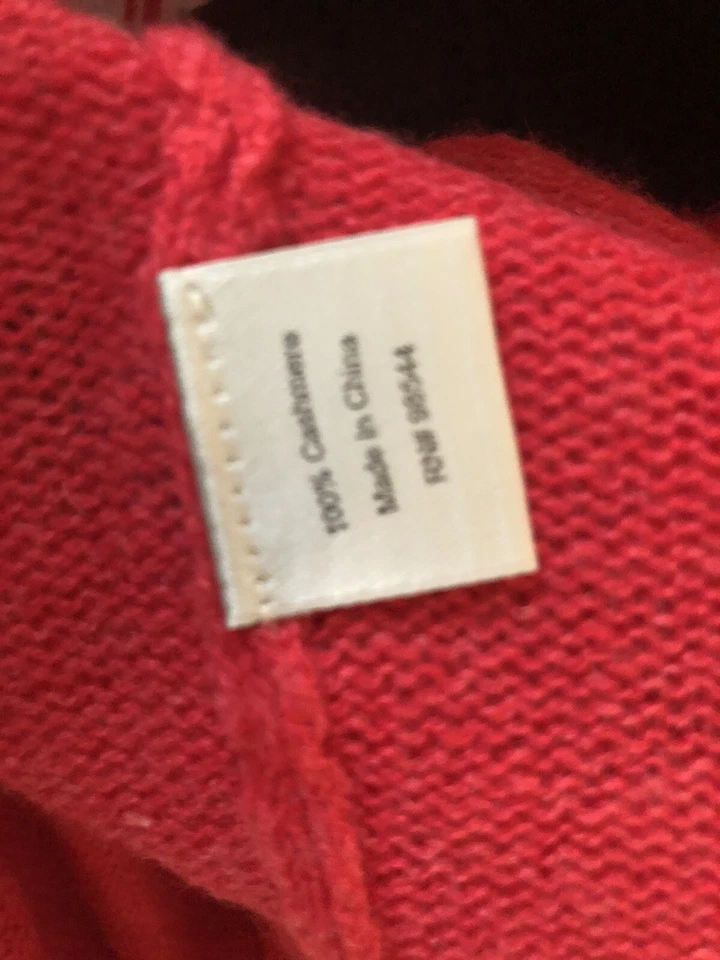 Cárdigan Beth Bowley Cashmere para mujer manga larga con volantes frente abierto rojo grande L Foto 3 de 4