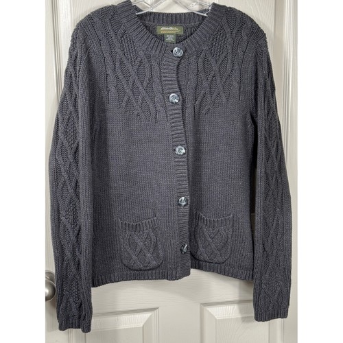 Cardigan Eddie Bauer - Beige, Motif Cable Knit - Taille XS - Occasion Très Bon état - Femme