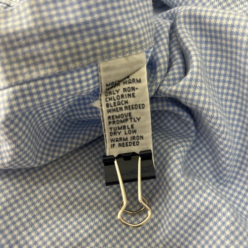 Ralph Lauren Shirt Men LARGE Custom Fit Blue Checker Button Collar Long Sl Pony - Picture 6 of 6