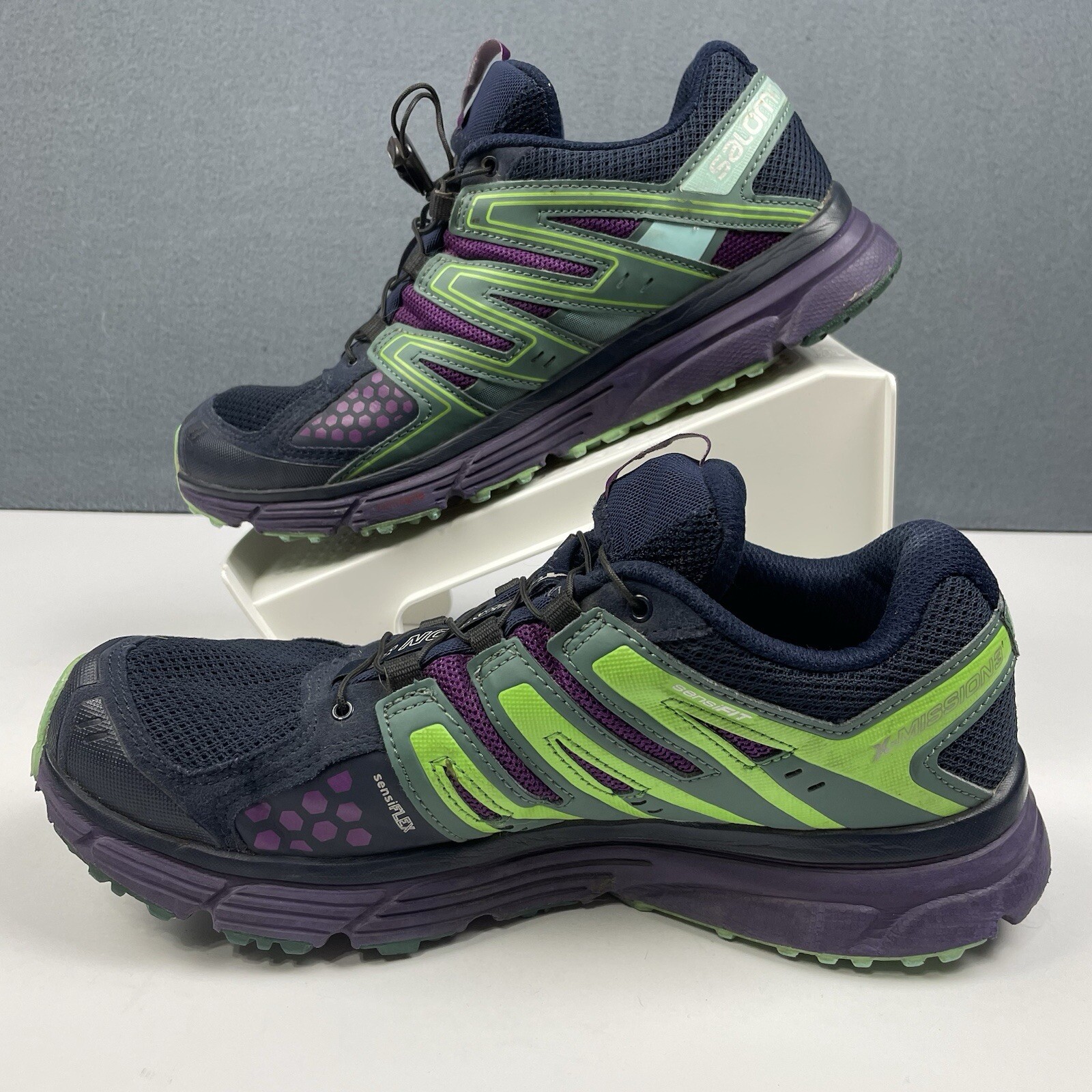 Scarpe da corsa Salomon X Mission 3 blu viola verde acqua trail donna taglia 9