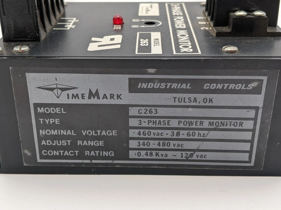 Time Mark Corporation C263 3-Phase Monitor 380-480V Adjustable 10A 240 VAC Black - Image 2 of 4