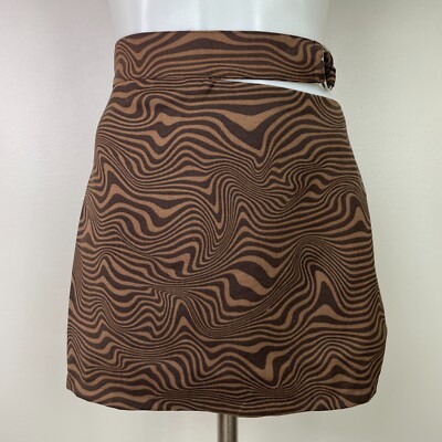 Divided by H&M Mini Skirt 2 Brown Swirl Cutout Women's NWT