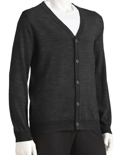 Knit V-Neck Cardigan Sweater Charcoal 