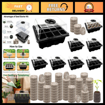 8 Pack Seed Starter Tray with 100 Peat Pellets, 96 Cells for Organic Gardening