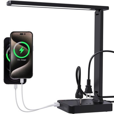 Desk Lamps for Home Office,Modern LED Desk Lamp for Dorm with 2 USB Charging ...