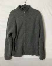 L.L Bean Full Zip Lambswool Fleece Lined Sweater Jacket Mens L Gray