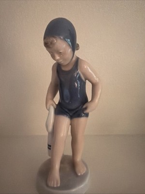 1939 Royal Copenhagen Figurine 4529 July Bathing Girl Swimmer Hans Hansen 1st Q