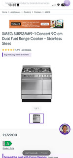 Smeg SUK92MX9 1 Freestanding Dual Fuel Stainless Steel Range Cooker