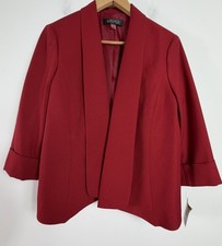 NWT Kasper Red Open Front Career Blazer Office Workwear Women Sz 14  99