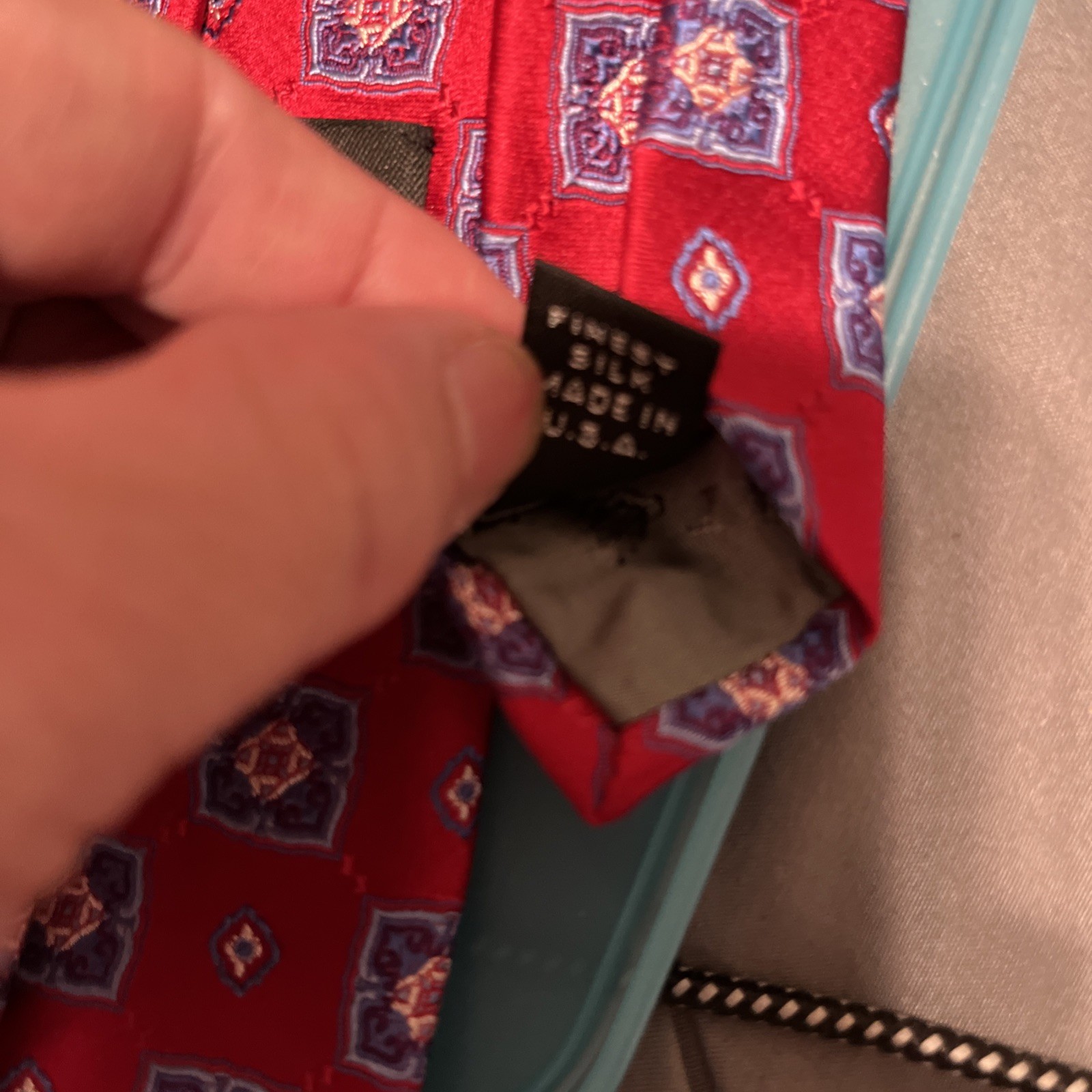 Robert Talbott Red Blue Orange  Navy Geometric Si… - image 4