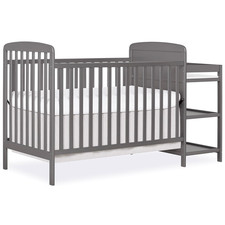 Anna 3-in-1 Convertible Baby Crib  Changer with Storage in Steel Grey