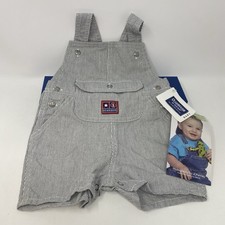 Vtg Oshkosh Railroad Stripe Shortalls RARE Dual Symbol Patch Star 1 NOS 3/6 Mth