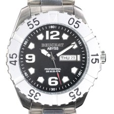 Beuchat Abyss Divers  Black Arabic Dial Rotating Bezel 200M Mens Quartz Watch