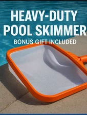 Heavy-Duty Pool Skimmer Net | Durable Fine Mesh Design + Bonus Gift Included