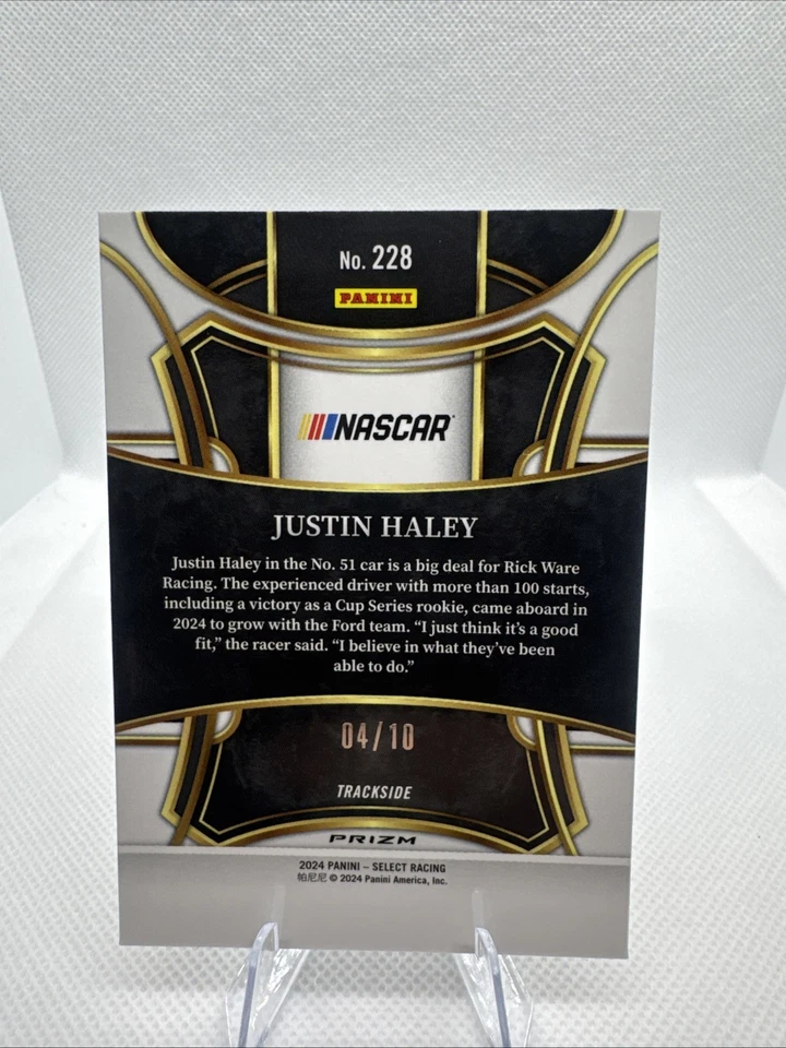 2024 Select Racing Gold Prizm Trackside Justin Haley /10 - Image 2 of 2