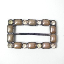 Faux Pearl Rhinestone Buckle Vintage Rectangular