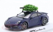 New Porsche 911 (992) Turbo S Christmas Edition with Xmas tree gentian blue 1:43