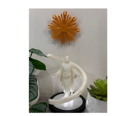 3D White Jesus Statue Spiral Base Christian Collectible Figurine Religious Decor