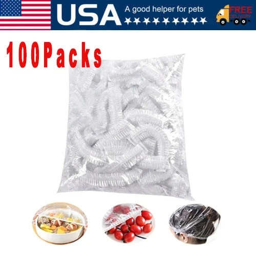 100Pcs Food Cover Disposable Plastic Wrap Elastic Food Covers For Fruit Bowl Cup