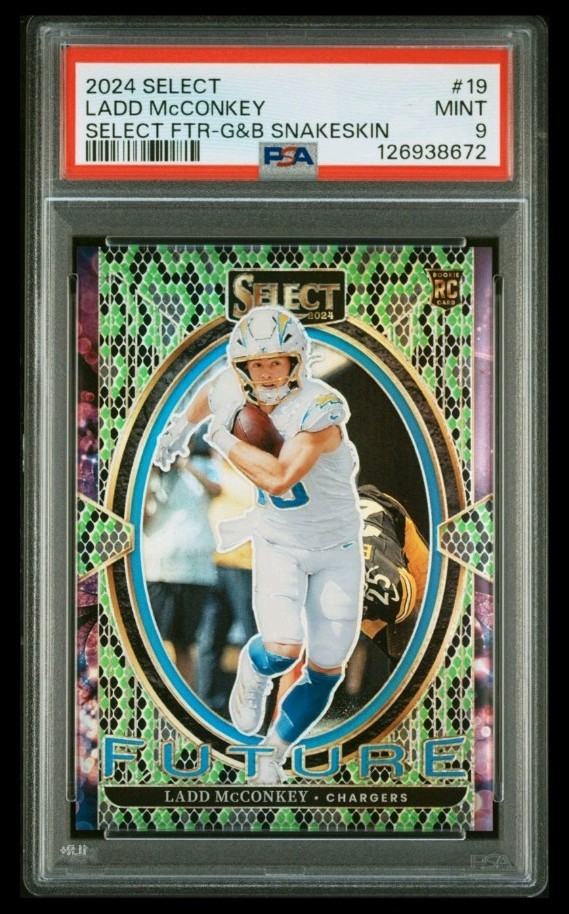 Ladd McConkey Panini Select Future #19 Green & Black Snakeskin