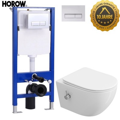 Dusch WC mit Integrierter Düse Bidet Funktion & Vorwandelement Spülkasten Set