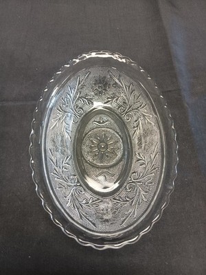 Anchor Hocking Crystal Sandwhich Pattern Bowl Floral Motif With Raised Dots