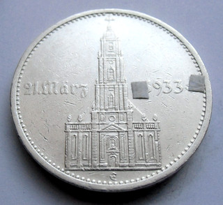 (91)XRARE German SILVER COIN 5 REICHSMARK 1934 E 4 Swastika Date