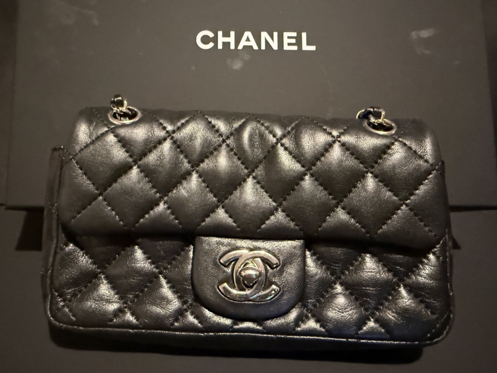 Chanel Extra Mini Classic Flap Bag Black Lambskin SHW waist shoulder crossbody 