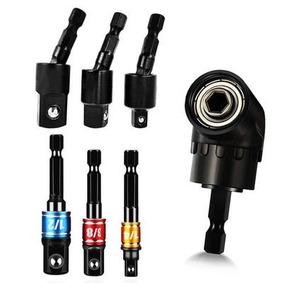 Right Angle Drill Attachment Adapter+ Quick Change Impact Driver Bit Socket A...