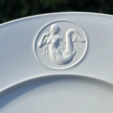 kpm 4 X 8 1/4" ARKADIA NUDE SIREN MEDALLION SALAD PLATES arcadia MERMAID germany