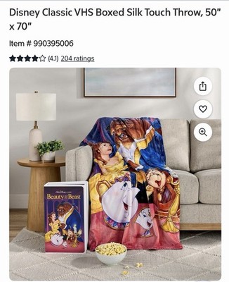 Disney Beauty And The Beast Classic VHS Boxed Silk Touch Throw 50'' x 70''